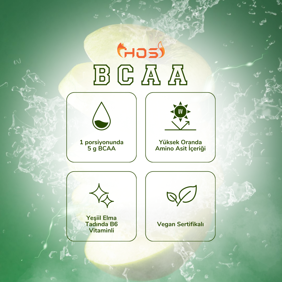 HOS BCAA Yeşil Elma | Amino Asit İçeren Spor Gıdası